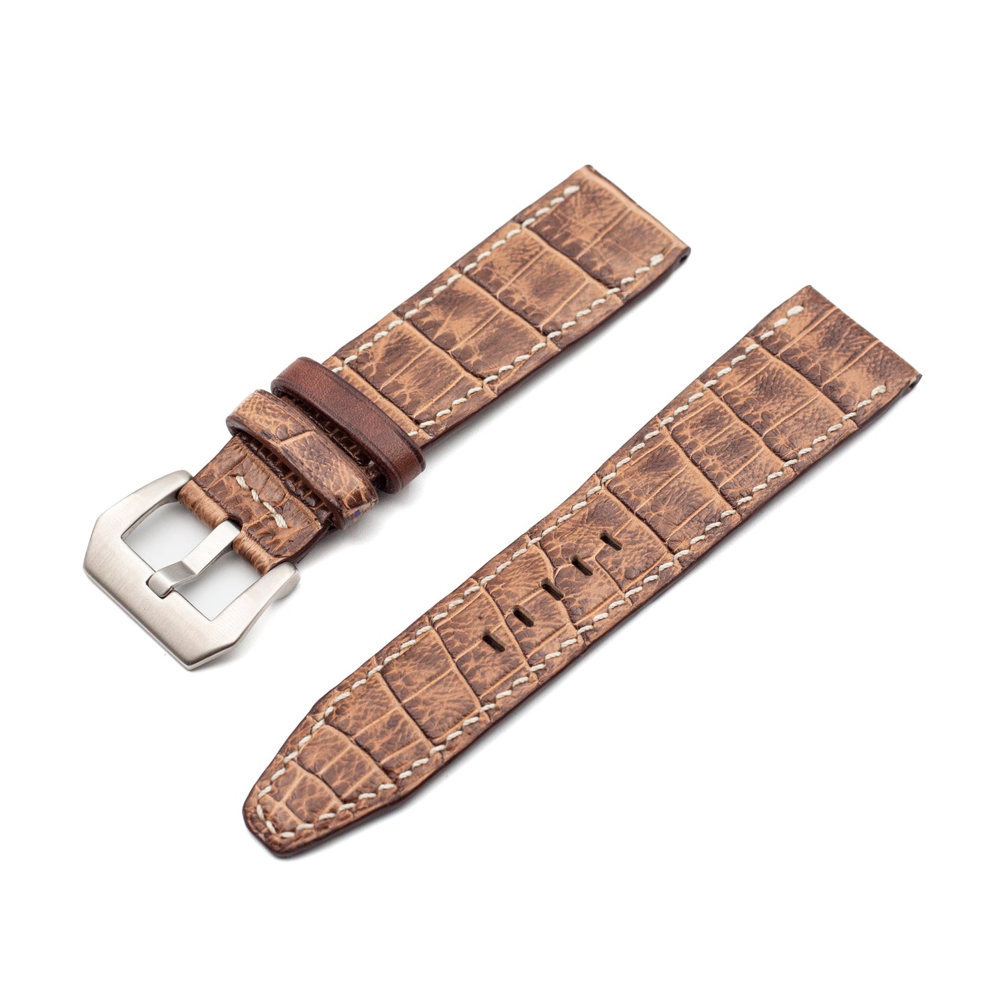 Light Brown Crocodile Watch Band - 24/22mm - X Large