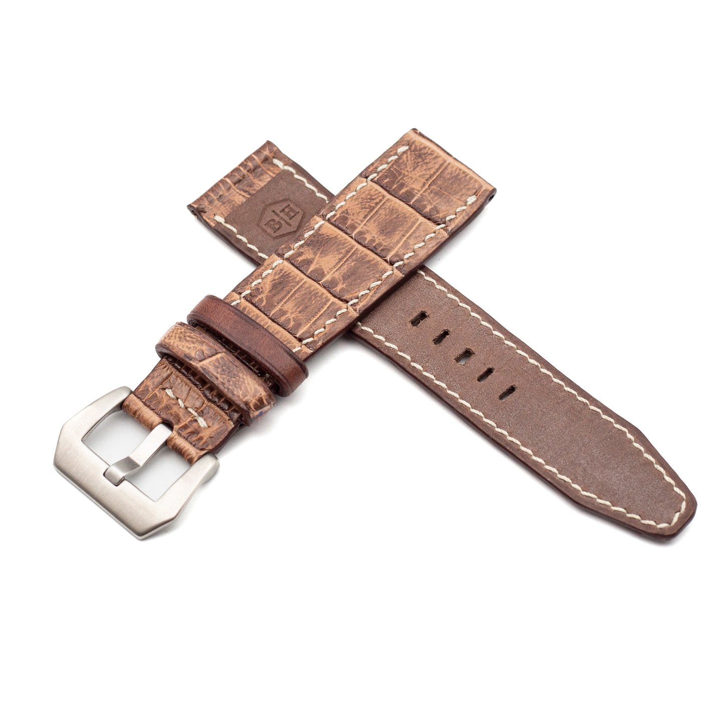 Light Brown Crocodile Watch Band - 24/22mm - X Large